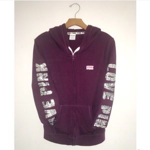 VS PINK FULL ZIP BLING HOODIE